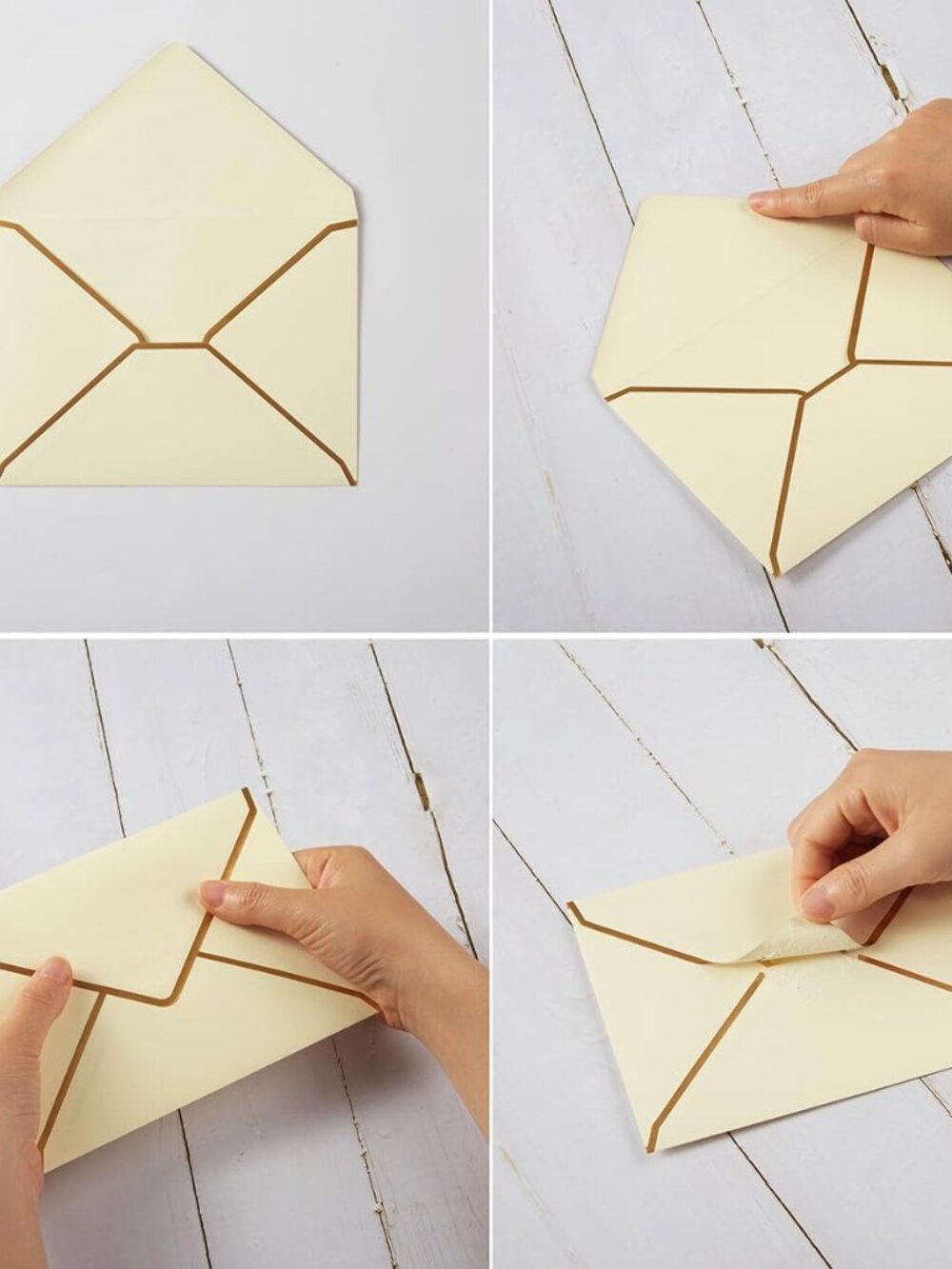 100 Pack A7 Envelopes 5x7 Cream Color Gold Border 5.32x7.28 Inches - Picture 3 of 7